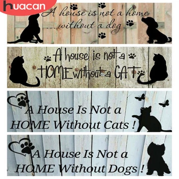 

HUACAN Diamond Painting 5d Cat Full Square Diamond Embroidery Cross Stitch Animal Mosaic Cartoon Handicraft Home Decor