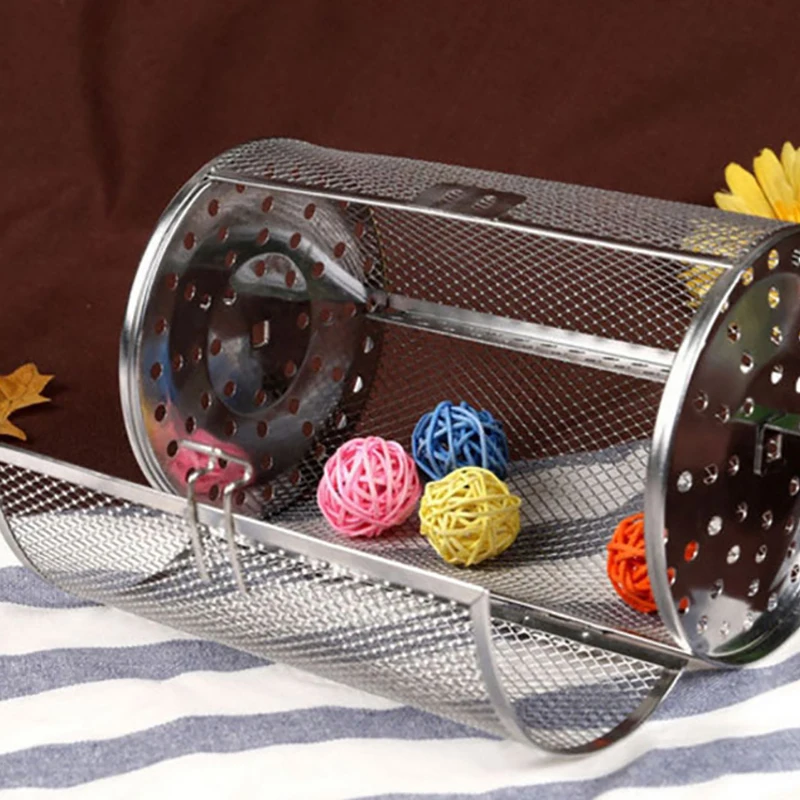 Rotisserie Grill Roaster Drum Oven Basket Stainless Steel Rotating Baking Cage Grill Basket For