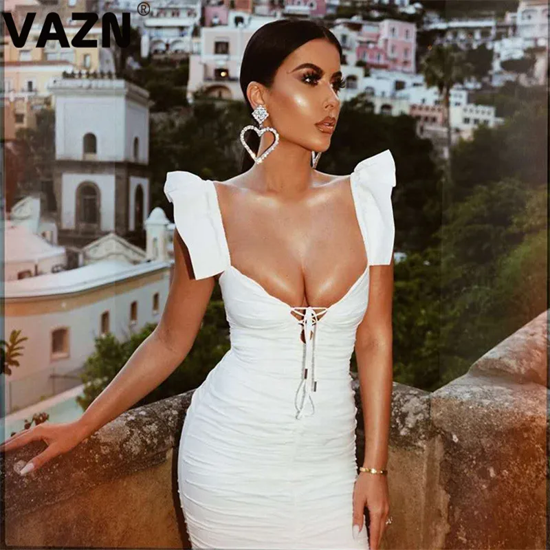 VAZN, новейший стиль, хит, необычное, милое, молодежное, сексуальное, клубный стиль, одноцветное, короткий рукав, без бретелек, высокая талия, женское, тонкое, мини платье