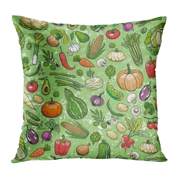 

Green Throw Pillow Cushion Cover Different Vegetable Soft Velvet Square Cushion Case Couch Cover Pillowcase for Sofa Car Bedroom