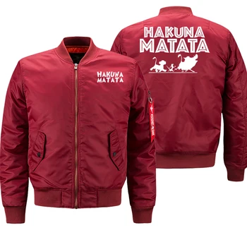 

HAKUNA MATATA The Lion King Bomber Jacket Men 2019 Autumn Winter Thick Zip Coat Hip Hop Streetwear Mens Jackets Plus Size 8XL