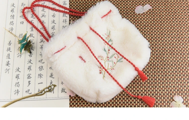 WHOHOLL Jequirity Red Bean Lint Girl tassels ретро сумки на шнурке косая сумка на плечо Женская посылка косметичка