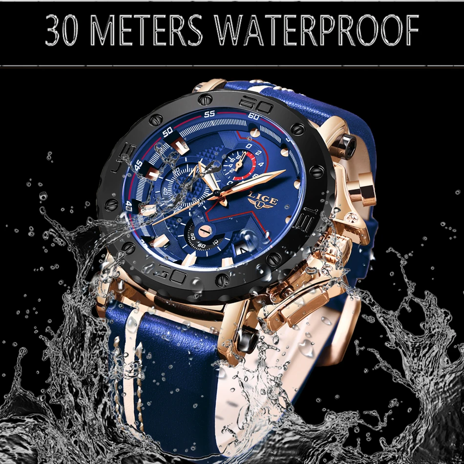 2022 LIGE New Mens Watches Luxury Large Dial Military Army Quartz Watch Fashion Casual Waterproof Wristwatch Business Watch Men