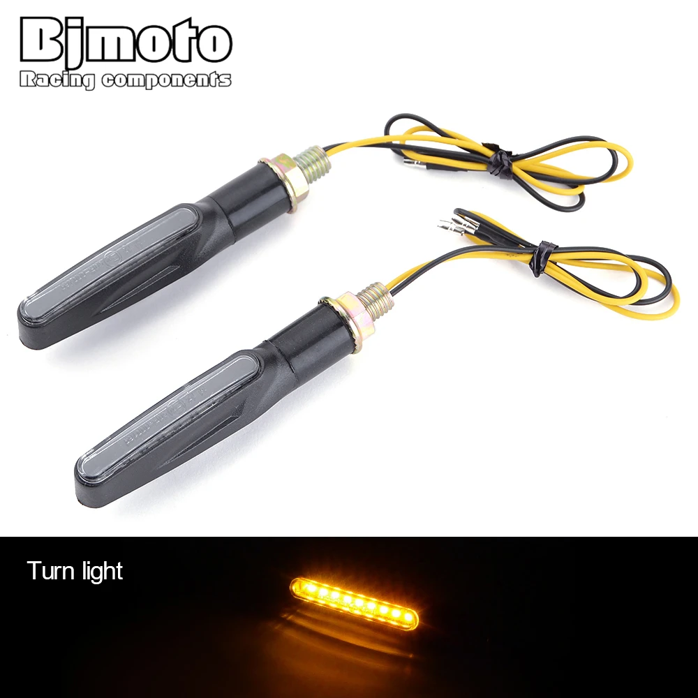 

BJMOTO 10mm Universal Motorcycle LED Turn Signal Lamp Sequential Flowing Flash Indicator Lights Amber Light