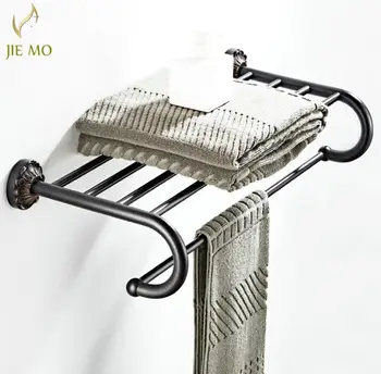 

Black towel Shelves Wall Mounted Towel Rack Holder Towel Hanger Bath Towel Holders WC Clothes Storage Shelf