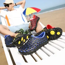 Весенне-летняя дышащая мужская обувь с закрытым носком в Корейском стиле пористая обувь мужские уличные сандалии Нескользящая быстросохнущая обувь