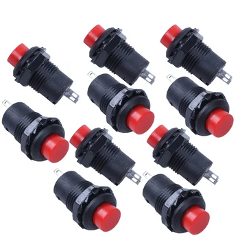 

10 x Momentary SPST NO Red Round Cap Push Button Switch AC 250V/1.5A 125V/3A