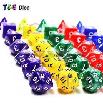 

Wholesales 7 differents color RPG Digital Dice set with Pearlized effect D4,D6,D8,D10,D10%,D12,D20 for boards games dadi gioco