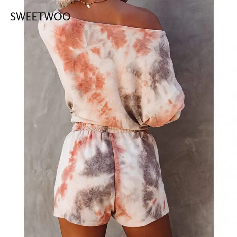 Two-Piece Fashion Suit Tie-Dye European and American Women's Summer Loose Printing Home Wear Casual Lace Suit
