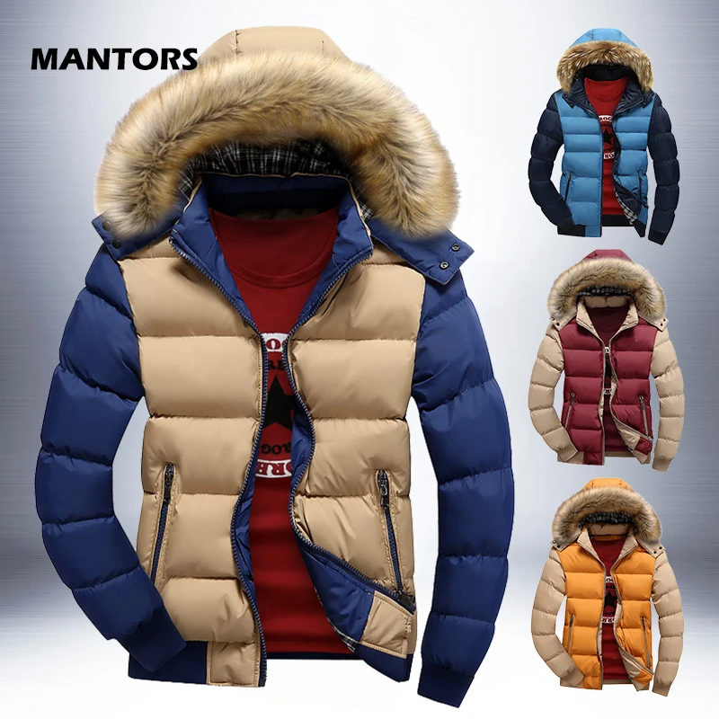 Warm Down Jacket Men's Winter Parkas Fur Hooded Coats Autumn Thick Zipper Parka Outerwear Casual Men Clothes Solid Hoody Jackets