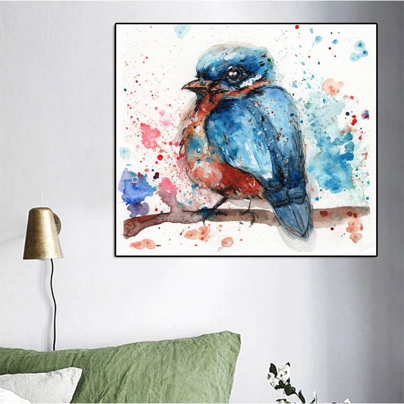 

RELIABLI Animal Print Canvas Painting Abstract Watercolor Bird Wall Art Pictures for Living Room Cuadros Home Decor Unframed