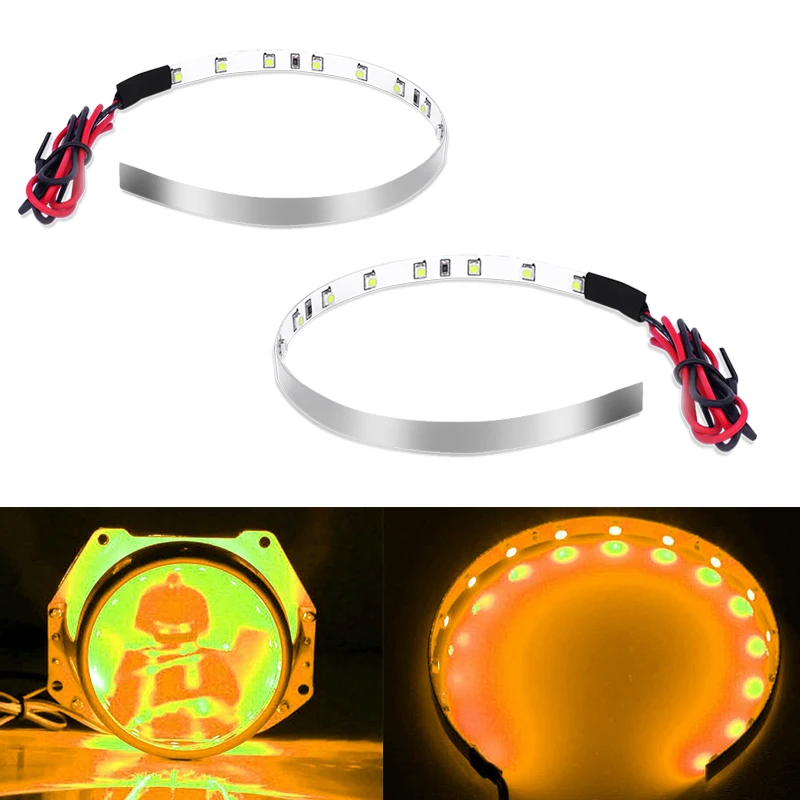Yellow IJDM 15SMD высокомощный светодиодный комплект с кольцом Demon Eye Halo для автомобилей, мотоциклов, фар, проекторов или Aftermarket, модифицированный объектив проектора - Цвет: Yellow