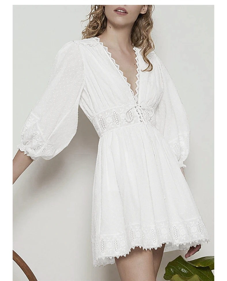 EASYSMALL, женское летнее платье, модное, сексуальное, высокого класса, Vestidos, вечерние, повседневные, кружевные, с высокой талией, с коротким рукавом, с v-образным вырезом, платья