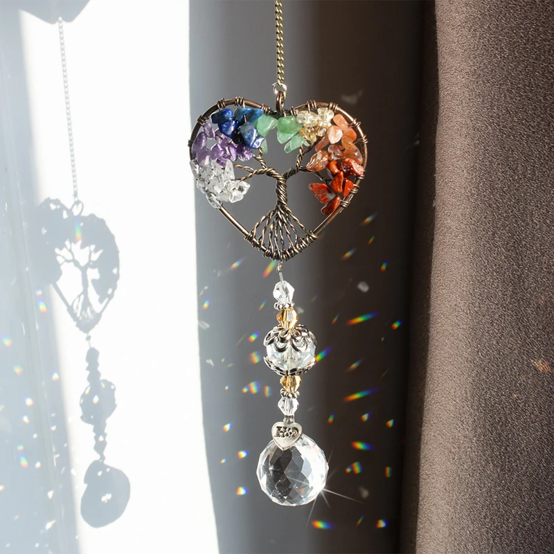 H&D HYALINE & DORA Set 7 Crystal Rainbow Suncatcher Glass Bead Chain  Fengshui Hanging Pendant for Window Garden Party