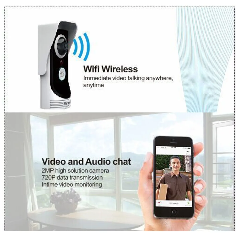 Hot WIFI Doorbell Video Intercom Door Phone Wireless Digital Smart Peephole Viewer Camera 2.0 Megapixel Night Vision Door Bell