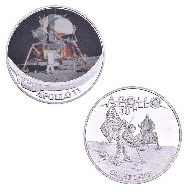 coin 1 WR Apollo 11 50th Anniversary серебряные коллекционные монеты с держателем для монет оригинальная монета для вызова медаль США коллектор дропшиппинг - Цвет: coin 1