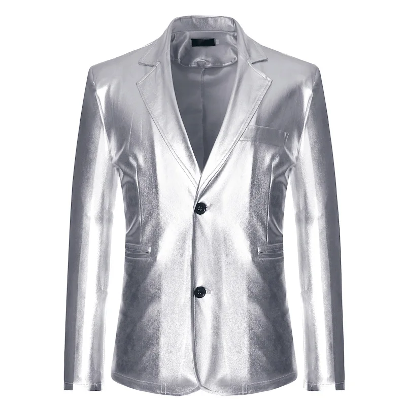 ouro brilhante metálico blazer masculino marca de moda magro ajuste dos homens blazer jaqueta festa discoteca baile de formatura palco cantor traje homme