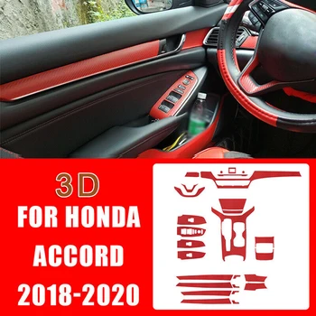 

3D Carbon Fiber Red Car Interior Decor Trim Sticker Kit For Honda Accord 2018-2020 High Quality And New Interior Stickers