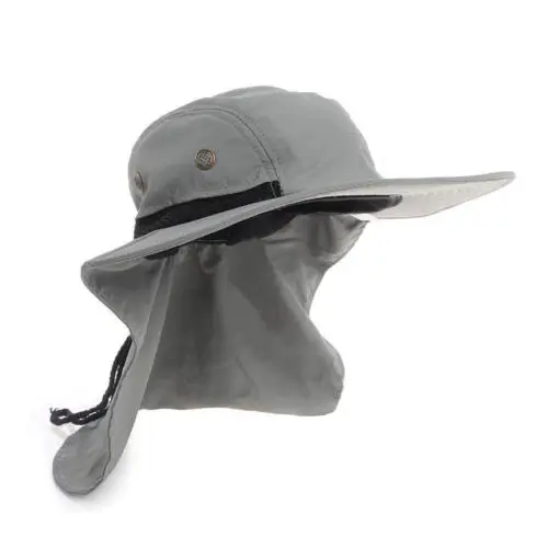 Outdoor Fishing Camping Hunting Sun Hat Hiking Cap Visor Hat Protection Neck Cover Sun Protect Caps for Men Women - Цвет: Серый