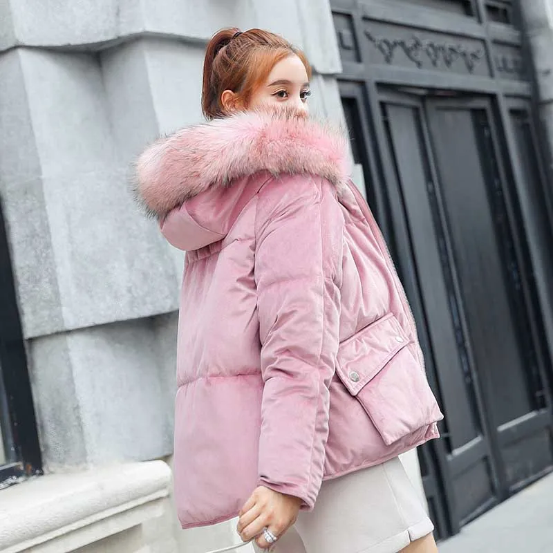 Pink NEEDBO, зимняя куртка, Женская парка с меховым воротником, Mujer размера плюс, Женская пуховая куртка, теплые зимние куртки, женская элегантная парка Casaco - Цвет: Pink