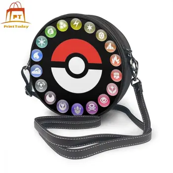 

Pokeball Shoulder Bag Pokemon Type Wheel Leather Bag Print Crossbody Women Bags Teenage Slim Womens Wedding Round Purse