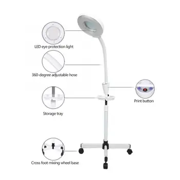 

8X Magnifying Glass LED Lamp Shadowless Beauty Stand Magnifier Lamp Facial Light For Beauty Salon Nail Tattoo 2