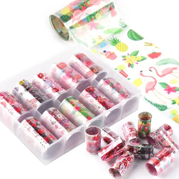 

10 Rolls/Box Nail Transfer Foils Stickers Fruit Leaf Heart Lips Wraps Decals Slider Set Nail Art Decorations Manicure TRXKH40-84