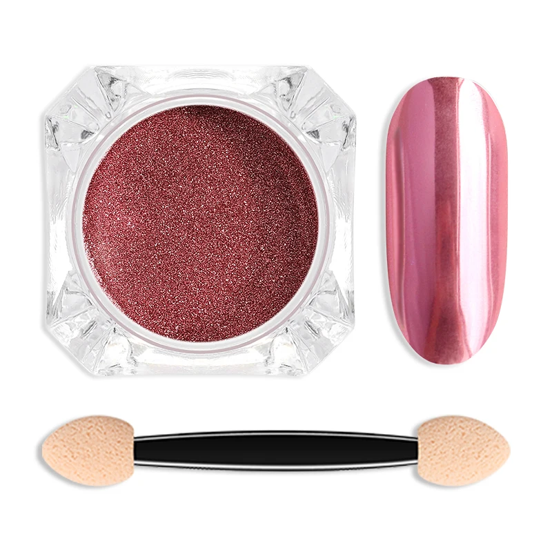 Rose Gold PinPai хром зеркальный эффект ногтей Блеск порошок пигмент Золото Серебро Роза Маникюр украшения для ногтей гель Лак Блеск пыль - Цвет: Rose Gold
