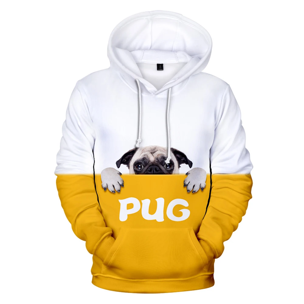  2019 kawaii pug Hoodies 3D Print Sweatshirts Hot Sale Harajuku Long Sleeve kawaii pug Clothes 2019 