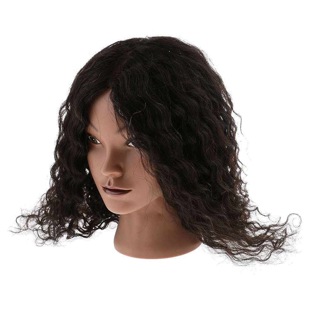 Hairdressing Cosmetology Silicone Practice Training Mannequin Manikin Head With 100% Human Hair Curly Black Hairdressing Cosmetology Silicone Practice Training Mannequin Manikin Head With 100% Human Hair Curly Black