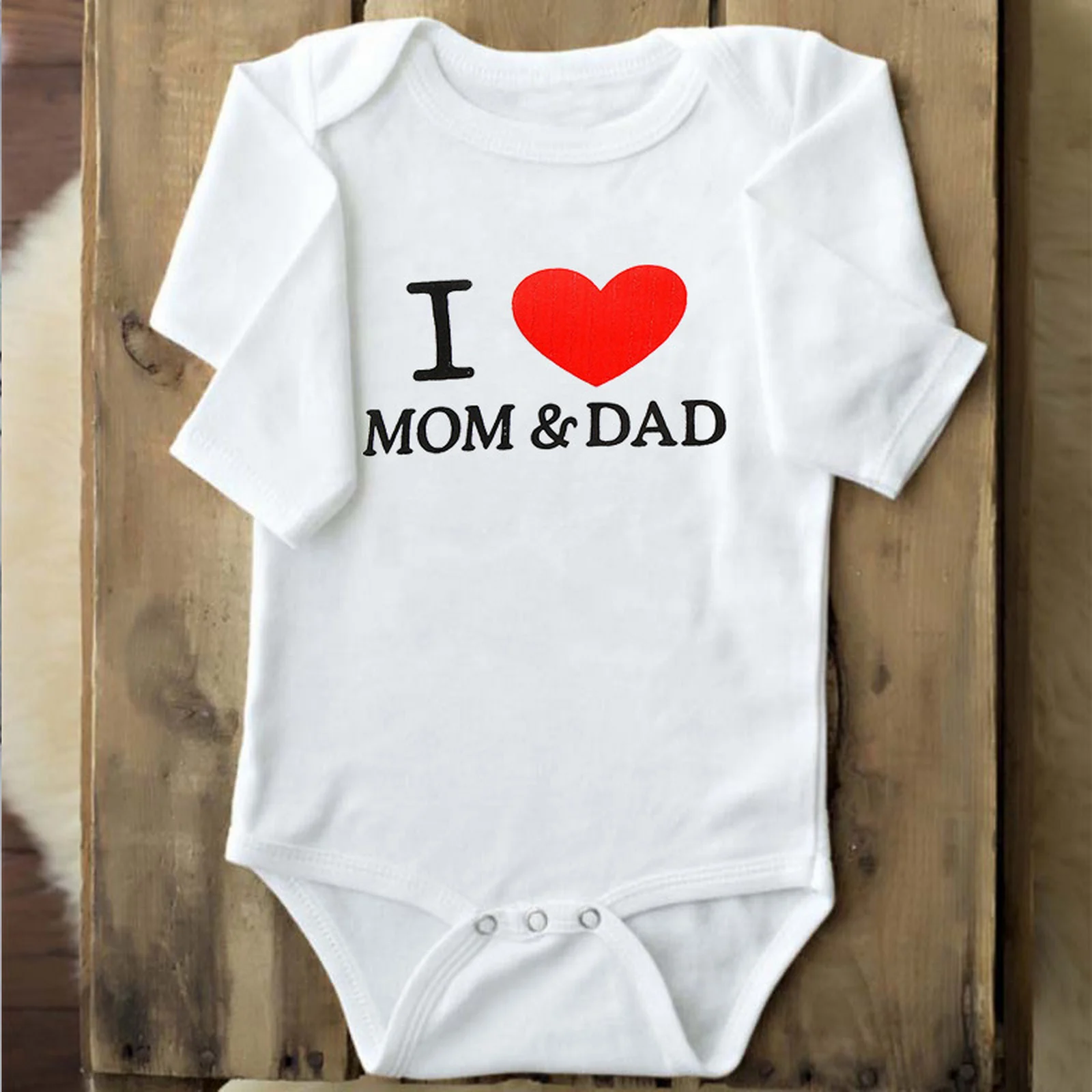 Baby Boys Girls Romper Cotton Long Sleeve Letter Print I Love Mom & Dad Jumpsuit Infant Clothing Newborn Baby Clothes Baby Jumpsuit Cotton 