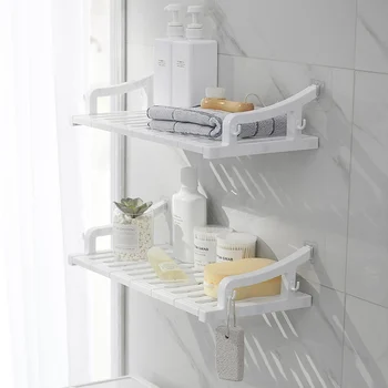 

NEW Kitchen Toilet Non Perforated Storage Racks Bathroom Shelf Bathroom Adhesive Storage Rack 1pc