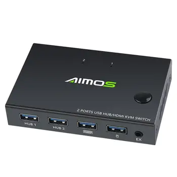 

2 In 1 Out HDMI KVM Switch Box Video Display 4K USB Switch Splitter For PC Sharing Keyboard Mouse Printer Plug And Paly