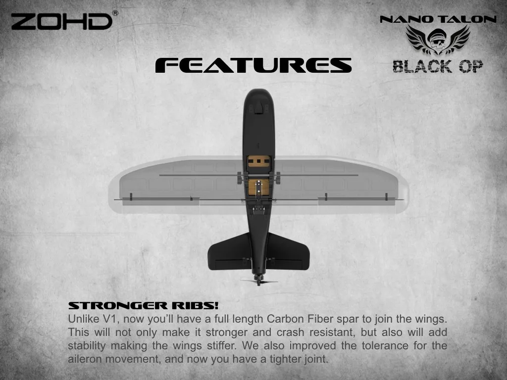 ZOHD Nano Talon черный OP 860 мм размах крыльев AIO V-Tail EPP литой FPV крыло RC самолет