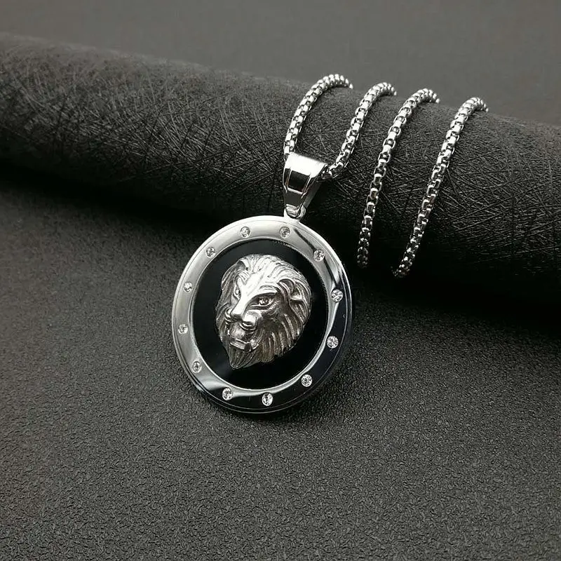 

Ожерелье унисекс из нержавеющей стали с подвеской в виде головы льва из титановой стали