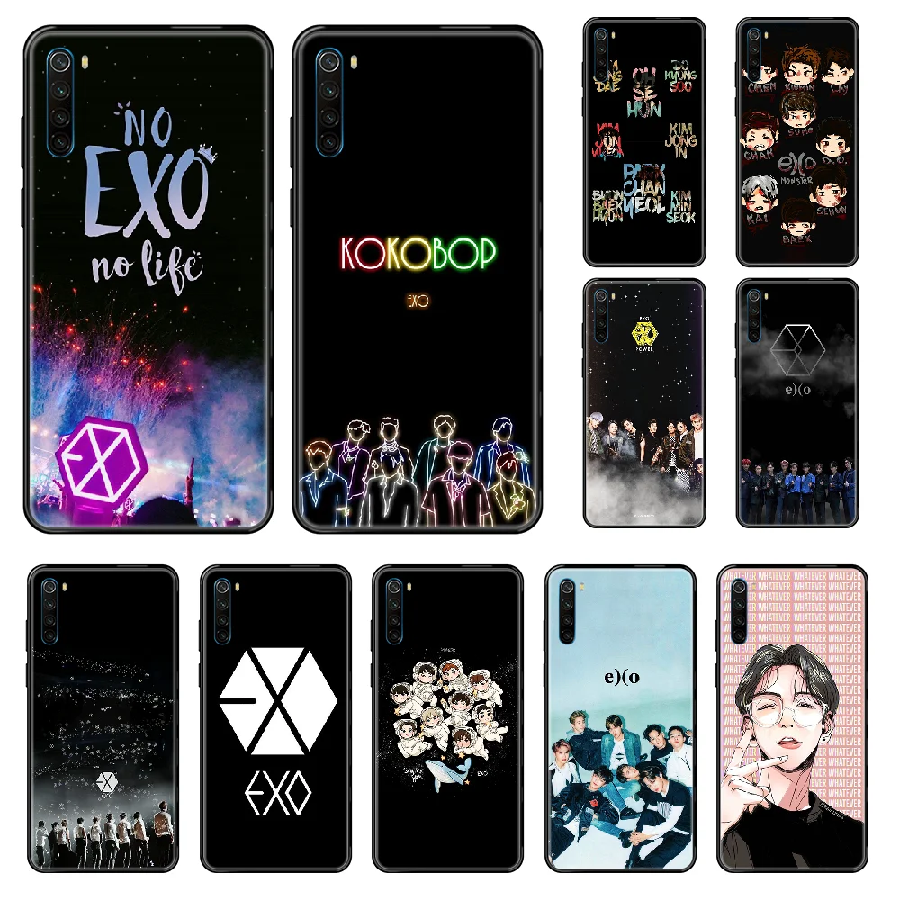 Чехол KPOP EXO для телефона Xiaomi Redmi Note S2 4 5 6 7 8 A S X Plus Pro черный 3D prime мягкий