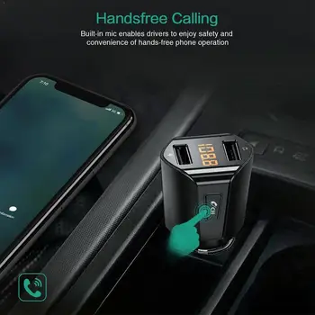 

FM transmitter Modulator Wireless Bluetooth 5.0 AUX Handsfree Double LCD Mp3 Car car Adapter Charger screen Player USB J1B8