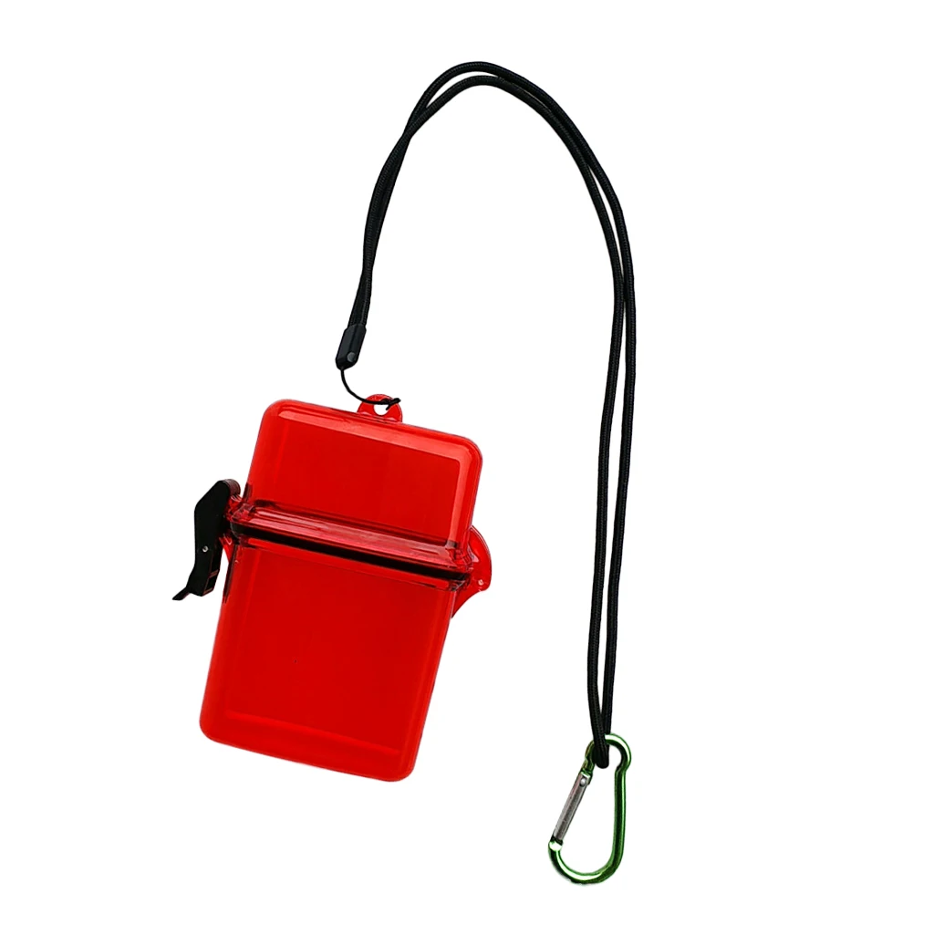Waterproof Dry Box Container Case & Rope Carabiner Hook for Scuba Diving Snorkeling Kayaking Surfing Swimming Boating Floating