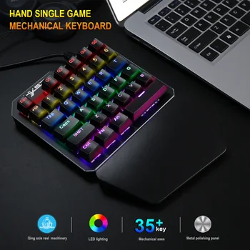 

35Key Single Hand Mechanical Gaming Keyboard for PUBG LOL CS Gamer USB Wired Keypad with LED Backlight Mini Phone Gaming Keyboad