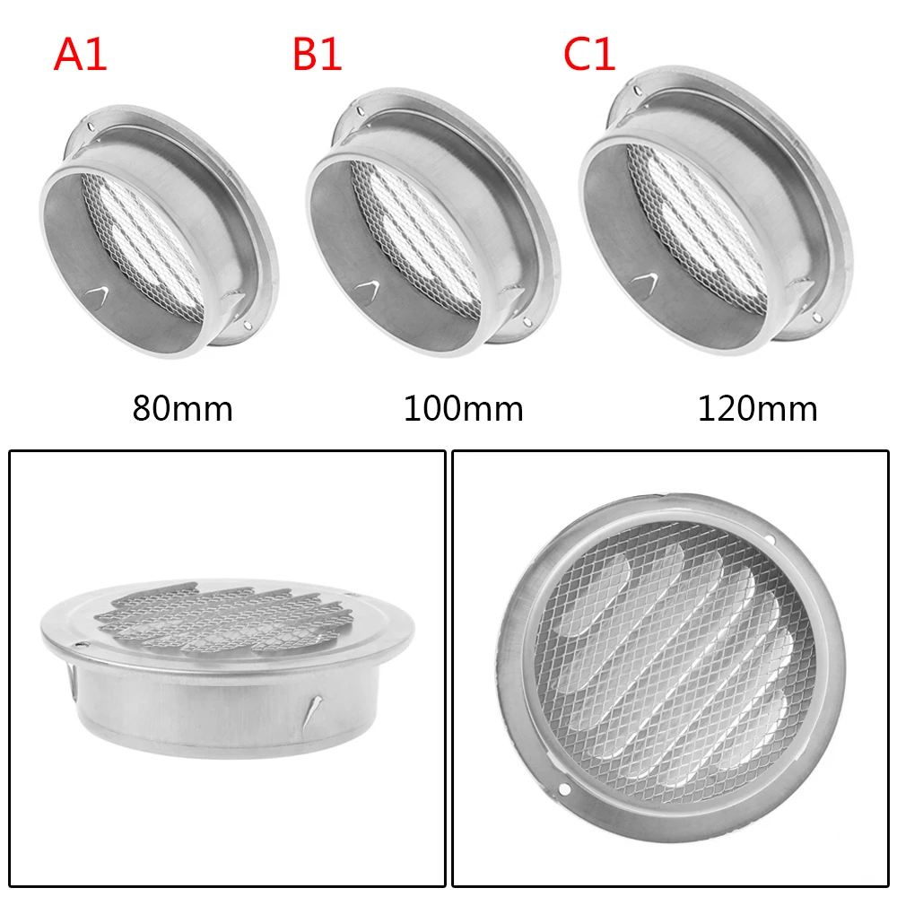 Вентиляционная решетка из нержавеющей стали для наружной стены, круглая вентиляционная крышка воздуховода для улучшения дома 80/100/120 мм вентиляционный вентилятор