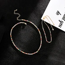 Модное Радужное Cz чокер, ожерелье, подвеска красочные медная цепочка со змеей Цепочки и ожерелья ювелирных изделий цирконы аксессуары подарок для Для женщин