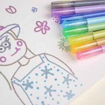 

Two Line Fluorescent Marker Brand Text School Color Hand Bead Pen Fantasy Double Line Pencil Hand Painted Highlighter