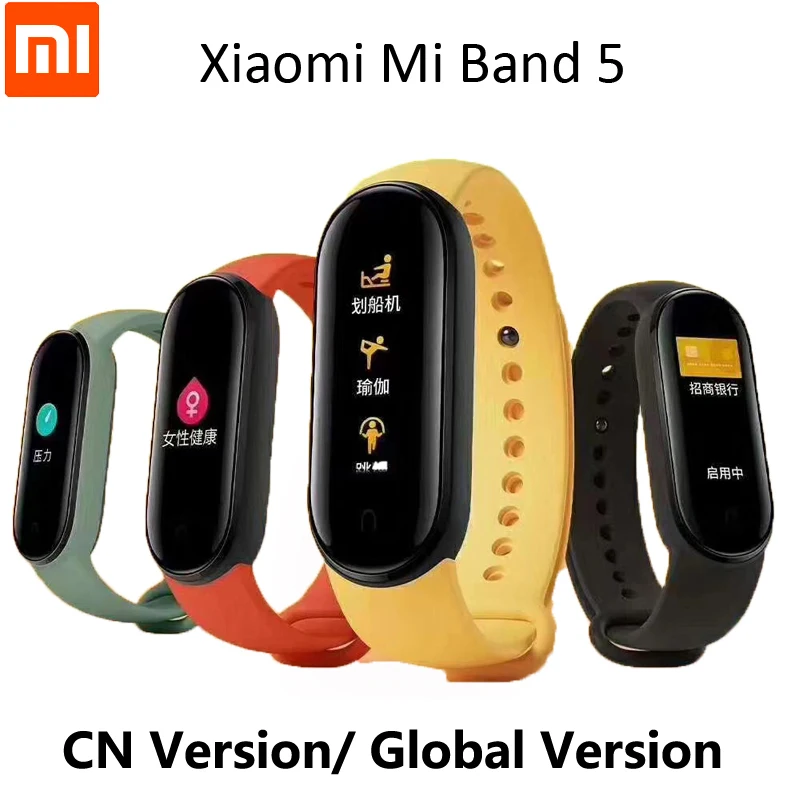 Xiaomi Mi Band 5 Smart Wristband Fitness Tracker Blood Oxygen Heart Rate Monitor Sleep Step Swim Sport Monitor APP Push Alarm