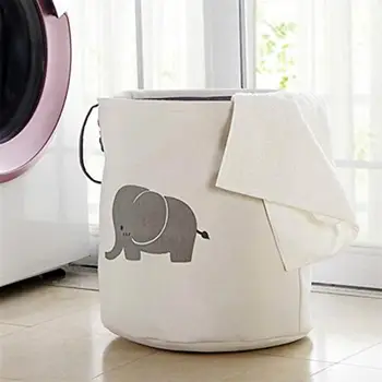 

Cartoon Animals Storage Basket Baby Toy Storage Stylish Double Layer Canvas Storage Organizer (Tinny Elephant)