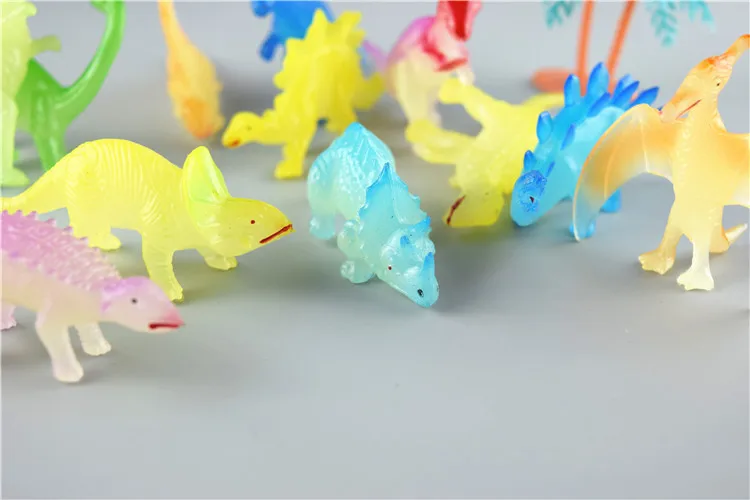 Cross Border New Style Bucket Night Light Dinosaur Model 12 PCs Shining Dinosaur T-Rex Triceratops Educational Toy