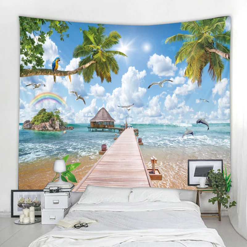Seascape Plaza tapestry bedroom decoration beautiful landscape painting