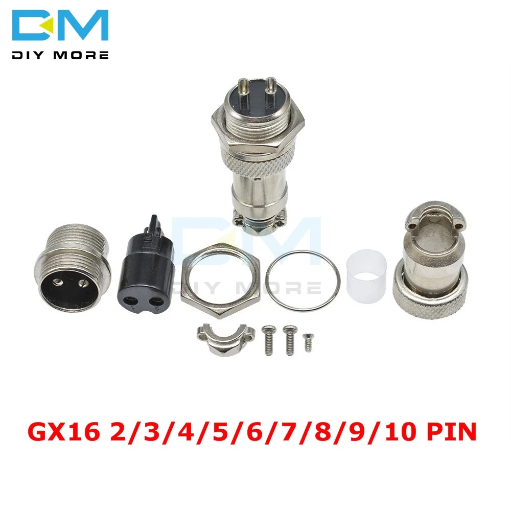 1 пара Штекерный + гнездовой авиационный Разъем GX16 2/3/4/5/6/7/8/9/10Pin 18 мм винтовой