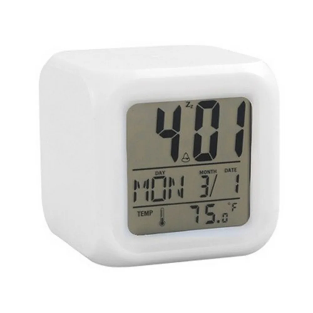 

Portable Lovely Fashion 7 Colors Change Square Digital Alarm Clock with LCD Screen Display Luminous Mode Home Office Use