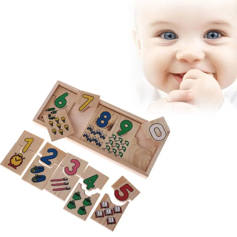 Деревянные цифры цвета формы матч игрушки набор детей головоломки раннего образования развития интеллекта упражнение инструмент подарок