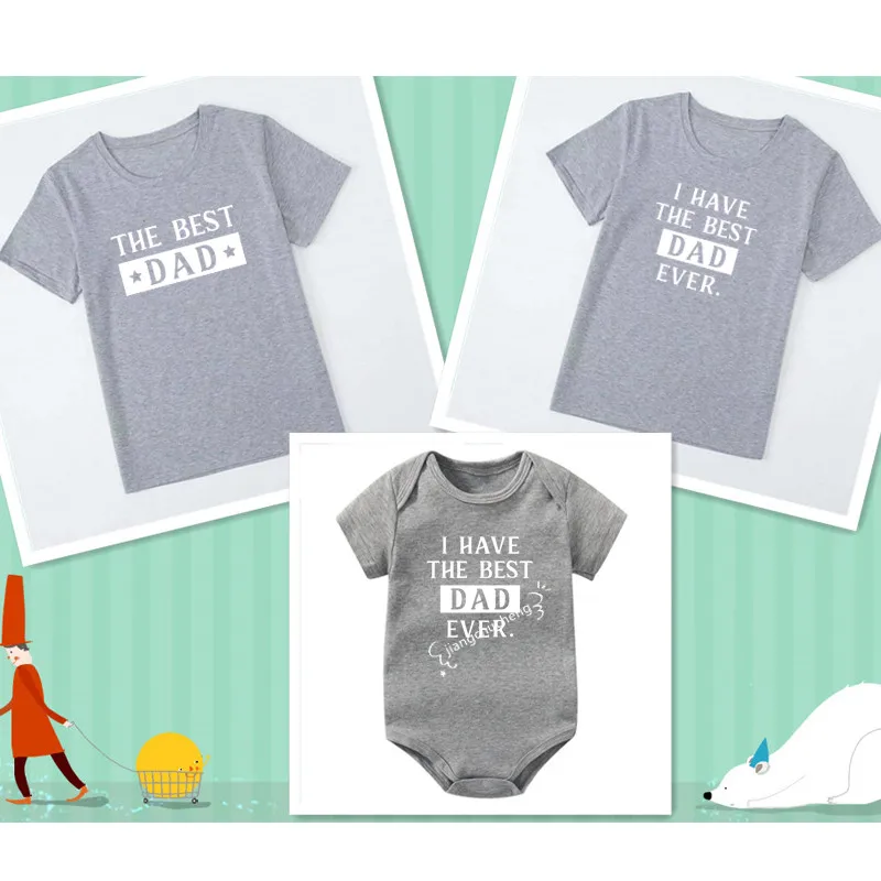I Have The Best Dad Ever Family Matching Clothing Father and Kids Summer Tops Boys Short Sleeve Clothes Baby Rompers | Мать и ребенок
